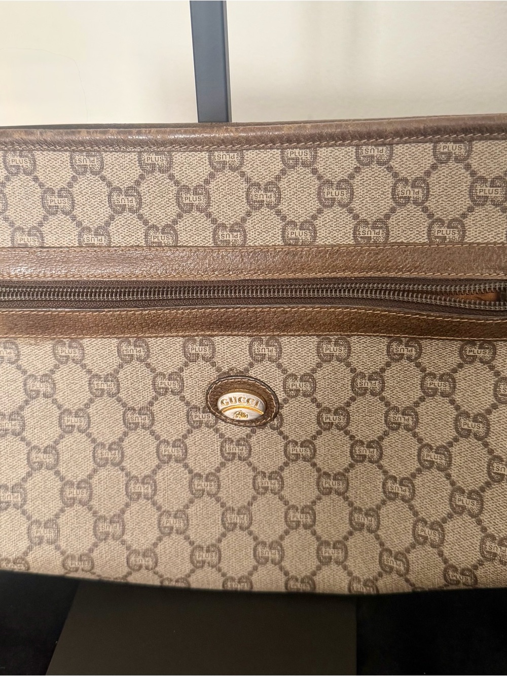 Gucci Brown Monogram Travel Duffle with Leather Trim